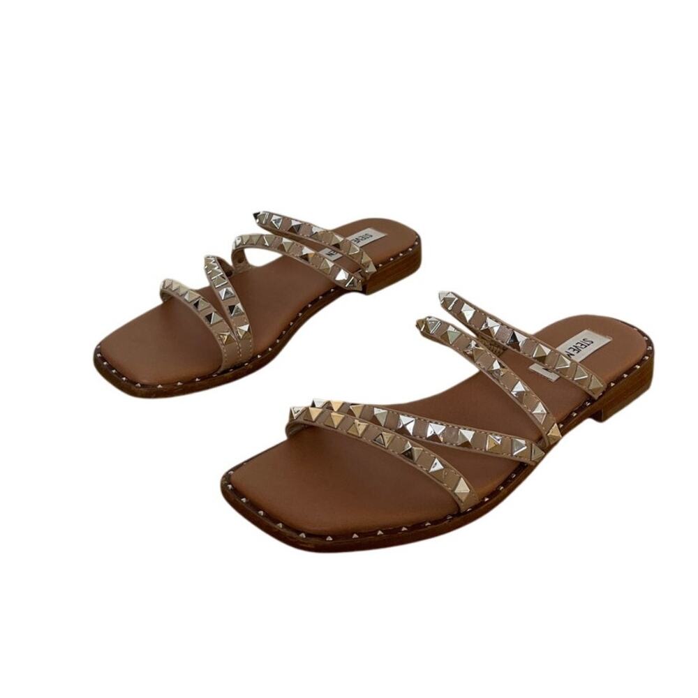 Steve Madden Tan Sandals with Decorative Perforations
